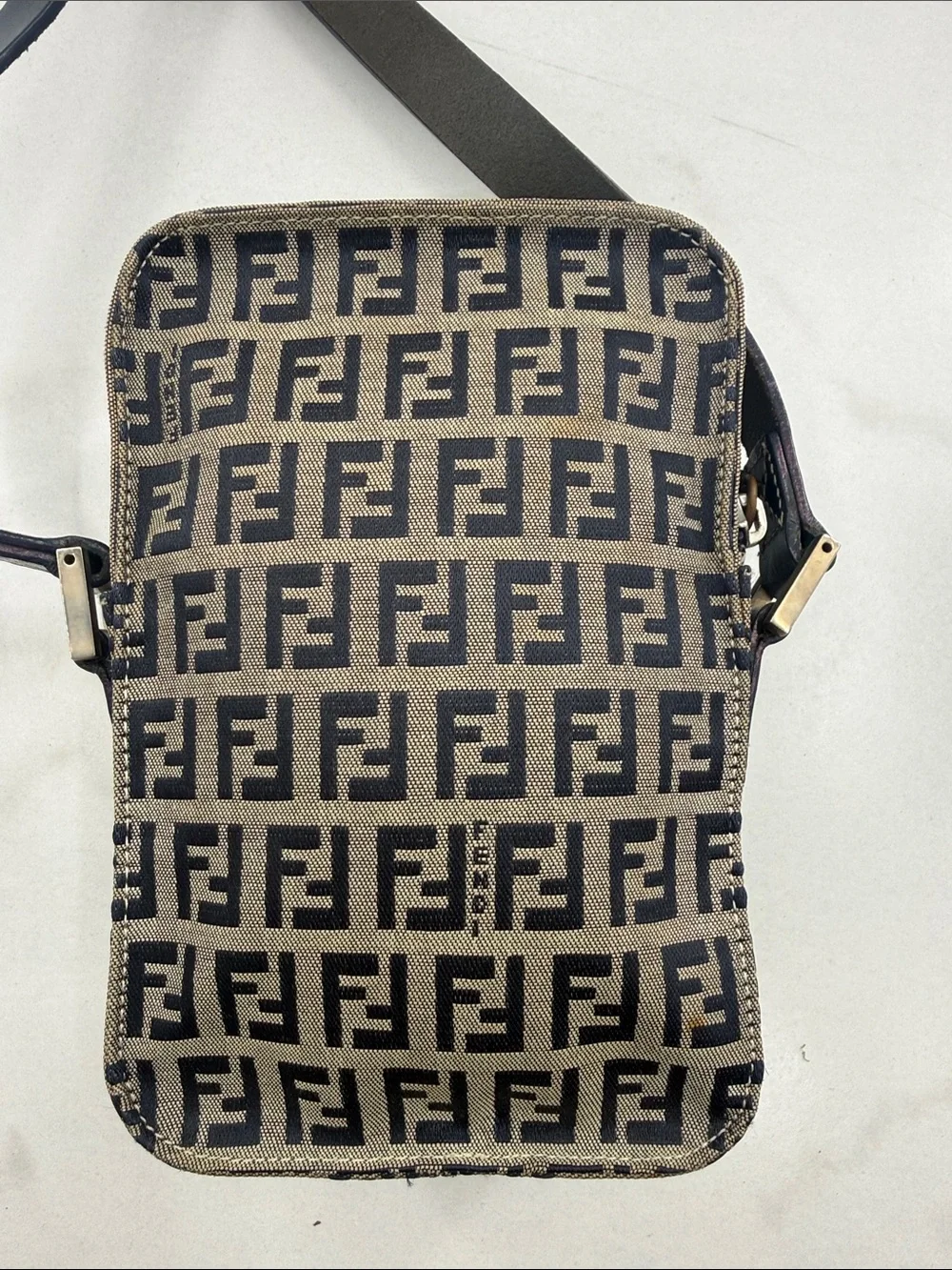 Fendi Brown and Black FF Logo Messenger Pouch